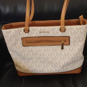 Michael Kor tan white purse